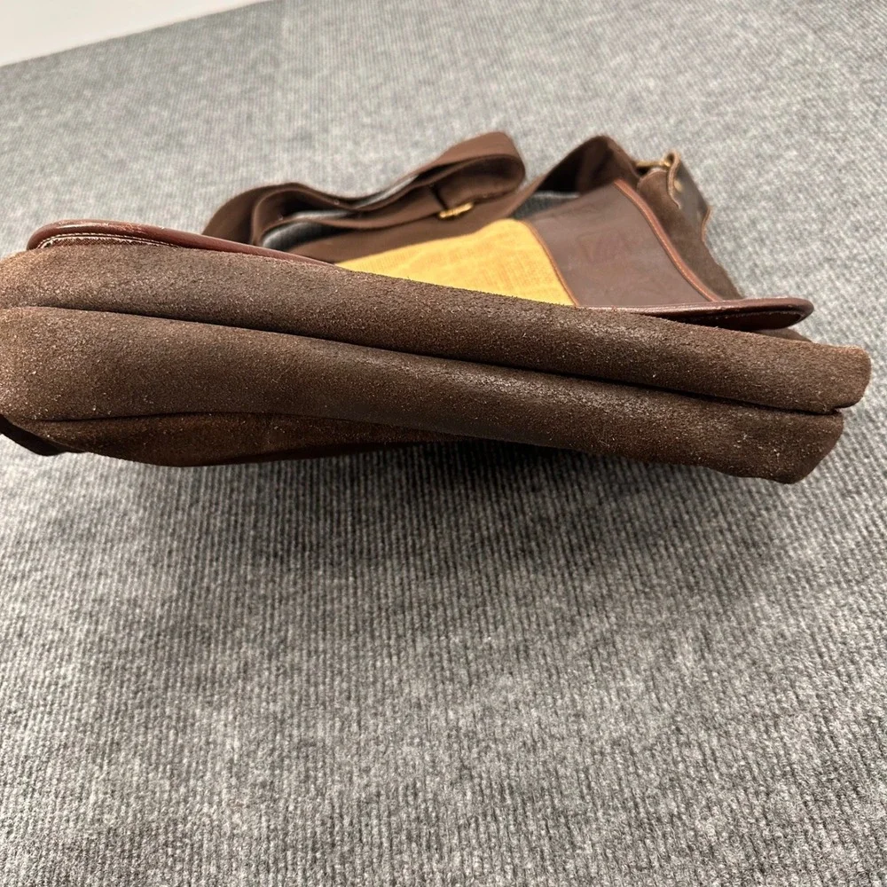 Juan Valdez Cafe Messenger Bag Large Leather Burlap Suede Brown Y2K Casual